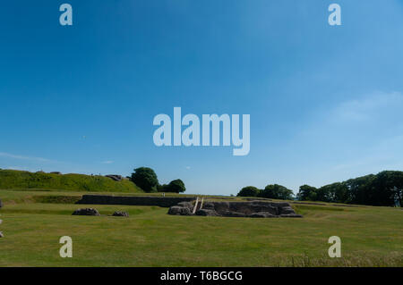 the ruins of the Old Sarum Castle. Salisbury, Wiltshire, England, UK Stock Photo