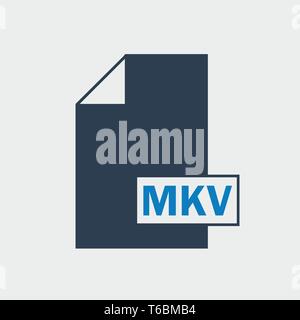 MKV file format Icon on gray background. Stock Vector