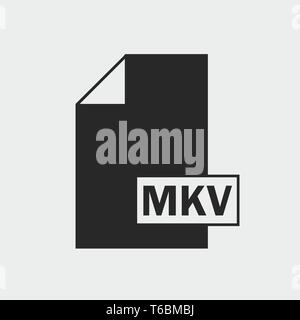 MKV file format Icon on gray background. Stock Vector