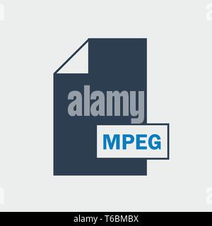 MPEG file format Icon on gray Background. Stock Vector