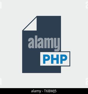 PHP file format Icon on gray Background. Stock Vector