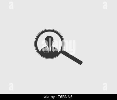 Search doctor Icon on gray background. Stock Vector