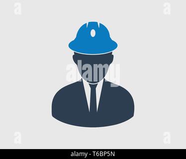 Engineer Icon. Male symbol with helmet on head. Stock Vector