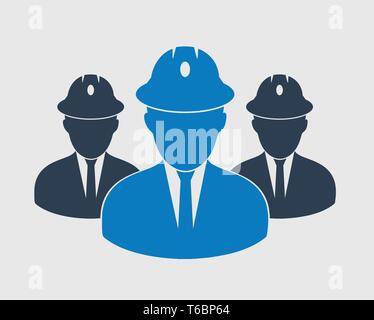 Engineer Team Icon on gray Background. Stock Vector