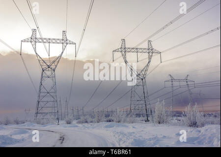 Hight voltage power transmission tower Stock Photo