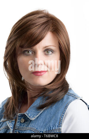 beautiful middle age woman cancer patient with wig Stock Photo