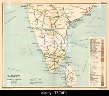 British India Railways South Tamil Nadu Karnataka Kerala Maharashtra 1909 Map Stock Photo Alamy