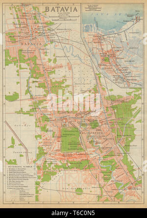 Batavia antique town city plan. Jakarta. Indonesia 1917 old map chart ...
