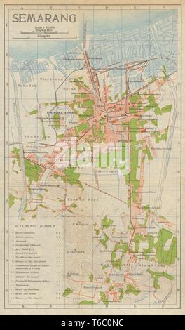 Semarang antique town city plan. Central Java. Indonesia 1917 old map ...