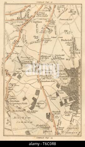 CLAPHAM. Streatham,Dulwich,Tooting,Mitcham,Croydon,Brixton,Stockwell 1811 map Stock Photo