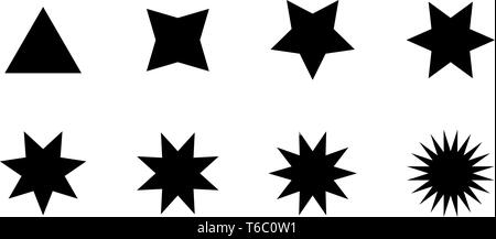 Stars Vector Shapes Set. Star glyph icon vector. Stock Vector