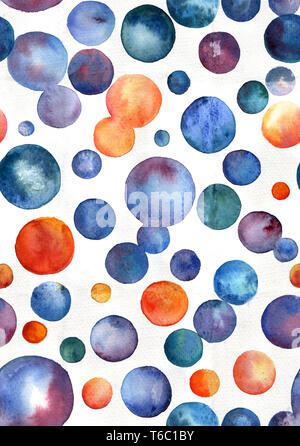 Abstract seamless pattern with watercolor circles. Hand-drawn background polka dot. Template for design. Stock Photo