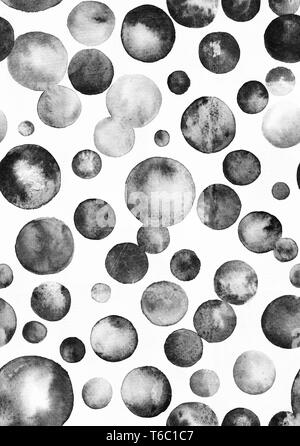 Abstract seamless pattern with black and grey ink circles. Hand-drawn background polka dot. Template for design. Stock Photo