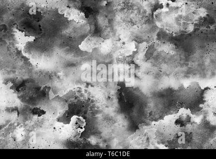 Hand painted ink seamless pattern with abstract galaxy, space, sky, smoke. Stock Photo