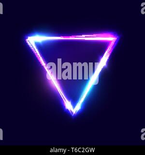 Triangle background. Neon sign with light effects. Stock Vector