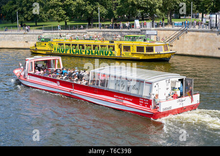 Excursion boats on the river Spree in Berlin. Stock Photo