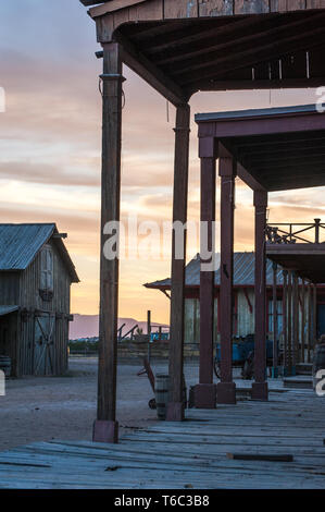 Sunset at a country farm in rural New Mexico Stock Photo