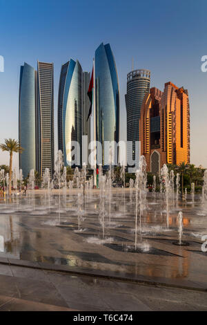 UAE, Abu Dhabi, City Center Skyline Stock Photo