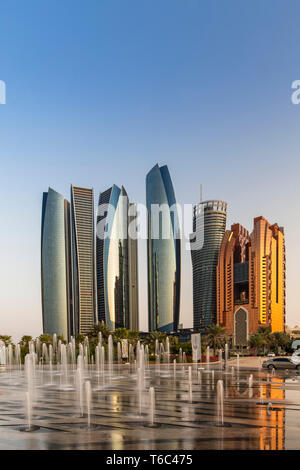 UAE, Abu Dhabi, City Center Skyline Stock Photo