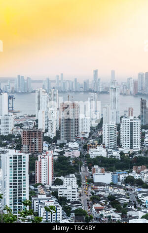 Colombia, Caribbean coast, Cartagena, Caribbean, view of the skyline of the port of Cartagena Stock Photo