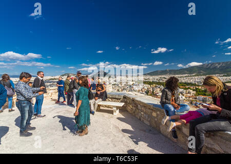 Athens, Greece – Viewpoint at the Acropolison October 25 2018 in Greece. Stock Photo