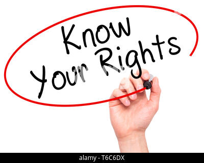 Man Hand writing Know Your Rights with black marker on visual screen Stock Photo