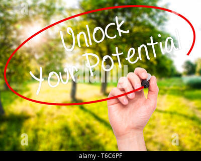 Man Hand writing Potential with black marker on visual screen. Isolated ...
