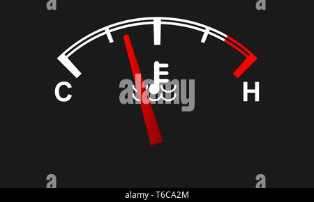 Car engine temperature gauge. Hot and cold symbols. Vector illustration. Stock Vector