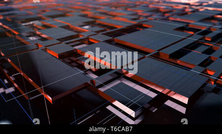 Detailed high-tech geometric abstract background.  3D illustration.  Great for science, technology, and industrial uses. Stock Photo