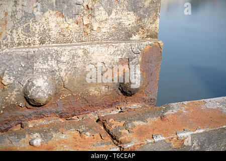 rusty component of an old bridge in Magdeburg Stock Photo