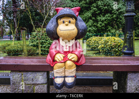 Statue of Mafalda designed by Pablo Irrgang in San Francisco Park in Oviedo in Asturias region, Spain Stock Photo