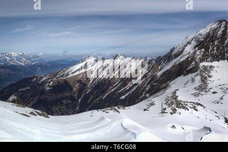 Overview of Austrian ski resort in the Alps Stock Photo