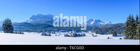 Beautiful winter scenery in upper bavarian mountains near Mittenwald Stock Photo