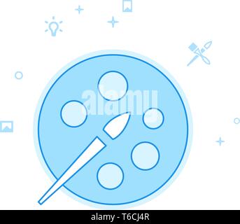 Artist's Palette Flat Vector Icon. Design and Creativity Illustration. Light Flat Style. Blue Monochrome Design. Editable Stroke. Adjust Line Weight. Stock Vector