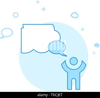 Talking to Heaven Flat Vector Icon. Dialogue and Communication Illustration. Light Flat Style. Blue Monochrome Design. Editable Stroke. Adjust Line We Stock Vector