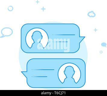 Mobile Chat Design Flat Vector Icon. Dialogue and Communication Illustration. Light Flat Style. Blue Monochrome Design. Editable Stroke. Adjust Line W Stock Vector