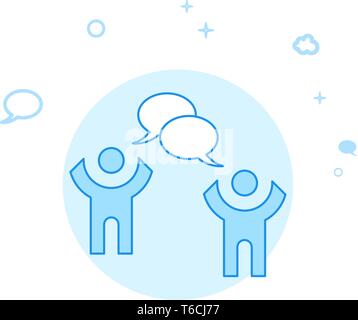 Dialogue Flat Vector Icon. Dialogue and Communication Illustration. Light Flat Style. Blue Monochrome Design. Editable Stroke. Adjust Line Weight. Stock Vector