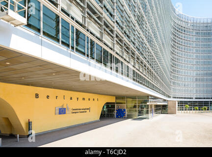 Staff entrance of the Berlaymont building, headquarters of the European Commission in Brussels, Belgium. Stock Photo