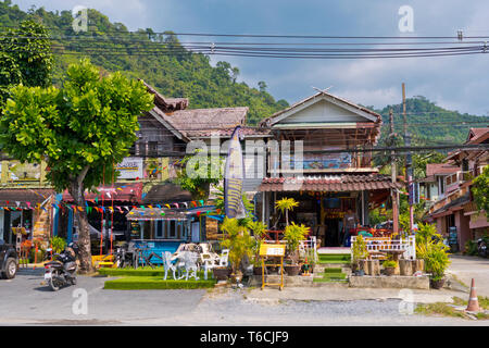 Restaurants, Phet Kasem Road, Khao Lak, Thailand Stock Photo