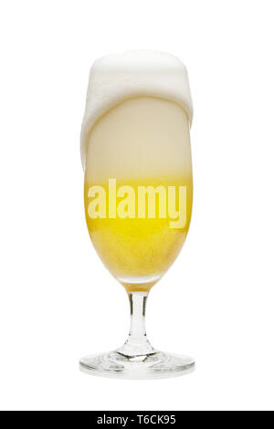 A glass of beer isolated against a white background. Stock Photo
