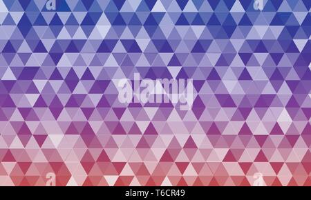 Geometric triangle seamless background vector texture with gradient colour from blue through purple to red Stock Vector