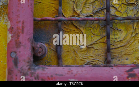 The color of the peeled wall and the steel mesh Stock Photo