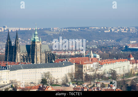 St Vitus Cathedral and castle seen  from Petrin Stock Photo