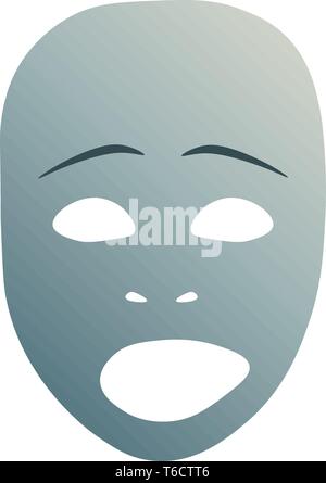 Theatrical mask with sad emotion. Vector illustration. Blue mask with gradient isolated on white background. Stock Vector