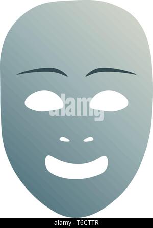 Theatrical mask with joy emotion. Vector illustration. Blue mask with gradient isolated on white background. Stock Vector