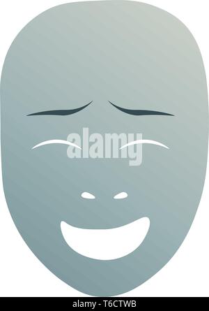 Theatrical mask with happy emotion. Vector illustration. Blue mask with gradient isolated on white background. Stock Vector