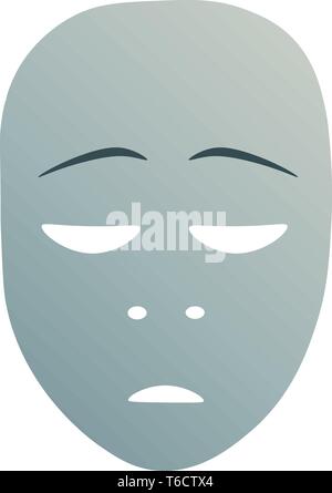 Theatrical mask with repentance emotion. Vector illustration. Blue mask with gradient isolated on white background. Stock Vector