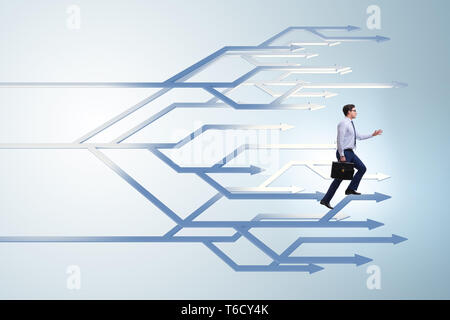 Businessman thinking of different career paths Stock Photo