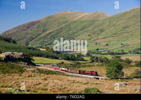 NGG16 2-6-2+2-6-2T Garratt No.138 winds its way out of Rhyd Ddu with the afternoon service from Porthmadog to Caernarfon Stock Photo