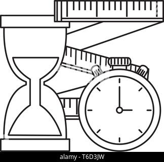 tape measure with chronometer and hourglass Stock Vector Image & Art